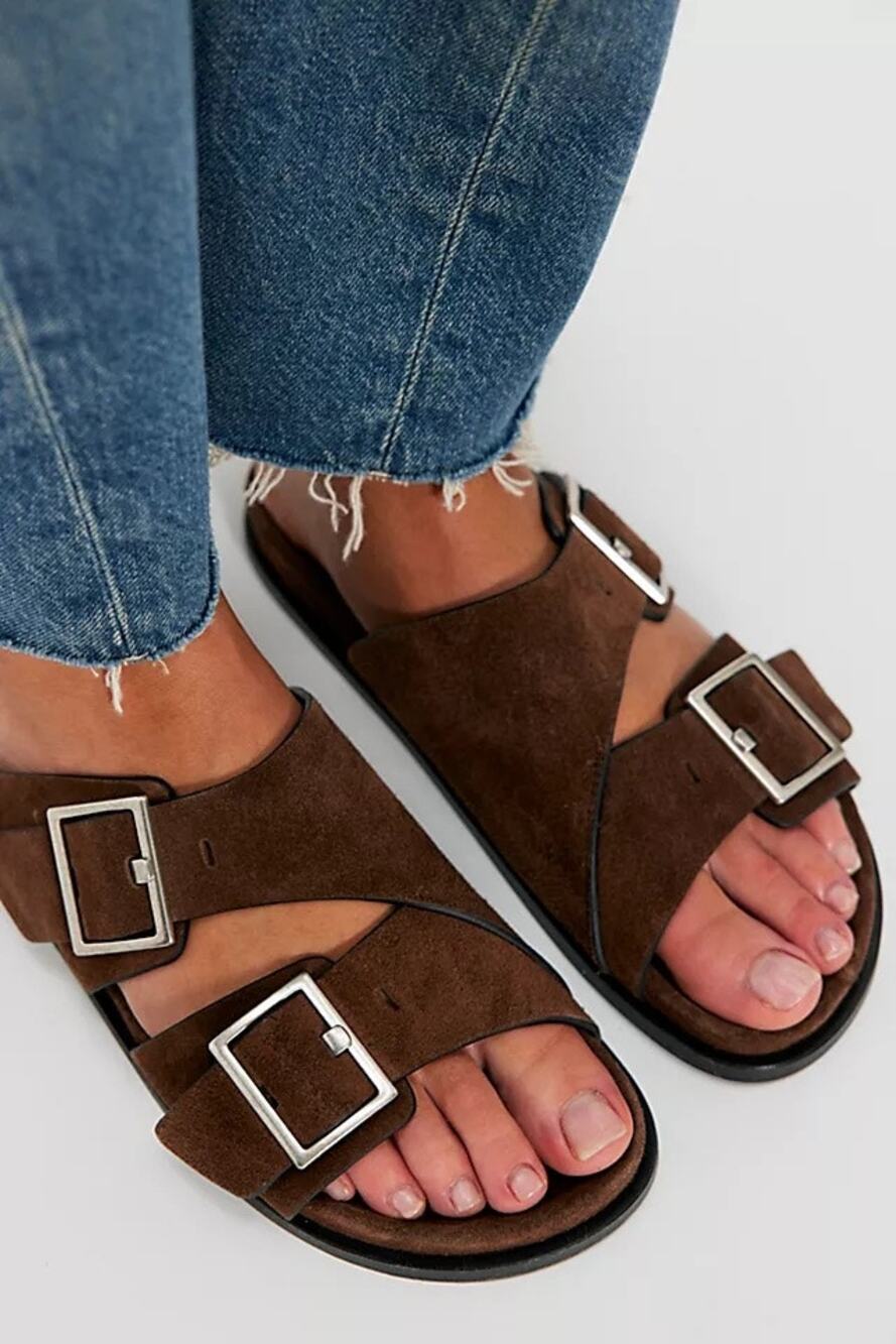ALOHAS Alba Slides in Suede Leather Brown Size 39 Slip On